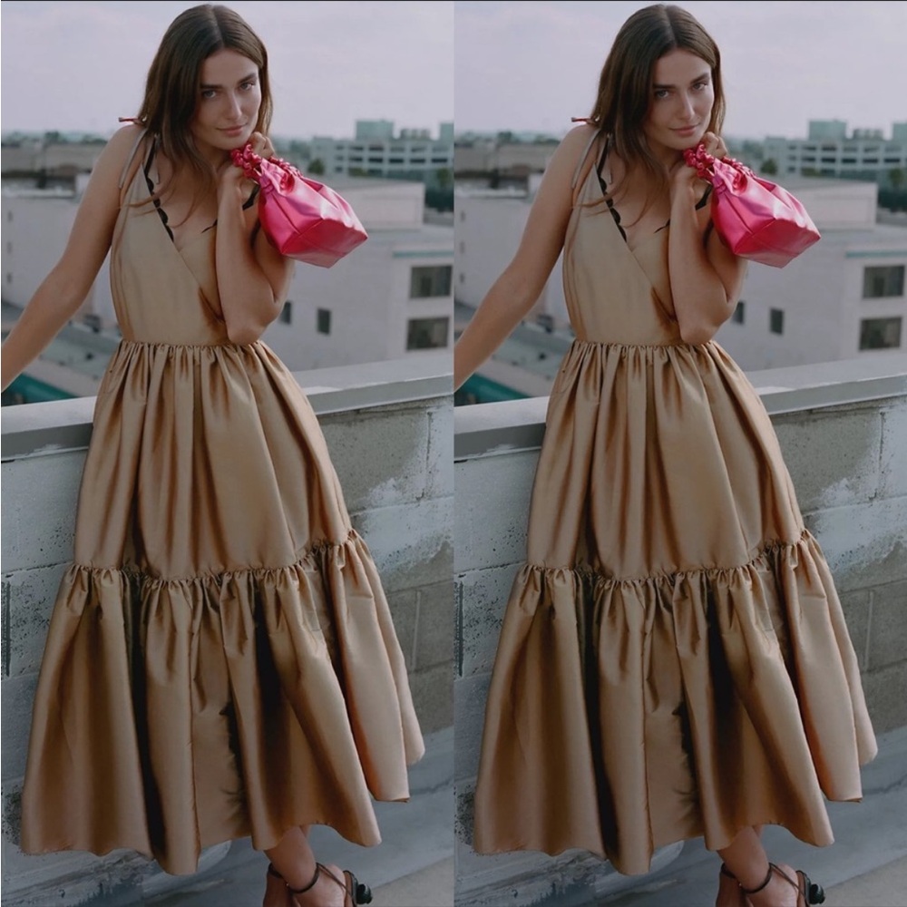 Anthropologie Bronze Taffeta Dress XS - Picture 3 of 6